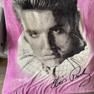 Elvis Presley Pink Plush Fleece Throw Gift Blanket Graceland 52x64" Vintage Rare - Picture 1 of 6