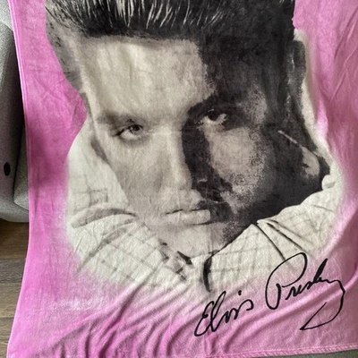 Elvis Presley Pink Plush Fleece Throw Gift Blanket Graceland 52x64" Vintage Rare - Image 1 of 4