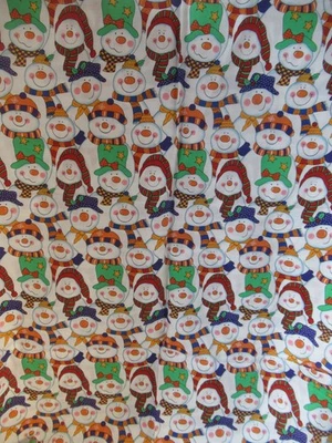 Christmas "HAPPY SNOWMEN"  For JO-ANN STORES Cotton Fabric  1 YD 16" X 44" NEW - Image 1 of 4