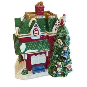 Vintage Spode Christmas Tree Village Train Station Cookie Jar 2002 Ceramic Santa - Picture 1 of 9