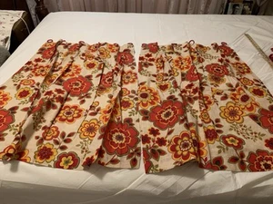 ❤️Vintage Sunshine Flower Power Curtain Pair 23”+23”W X 35” L , Pinch Pleat 60s - Picture 1 of 10