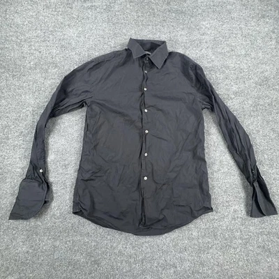 Camisa John Varvatos Para Hombres 15.5 39 Negra Abotonada Manga Larga Cuello Extendido Vestido Foto 1 de 4