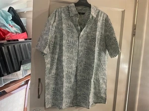 F&F men’s pale blue palm leaf Hawaiian short sleeve shirt size Large - Picture 1 of 1