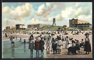 Ansichtskarte Wangeroog, Strand mit Hotels, Kindergruppe 1910  - Picture 1 of 2