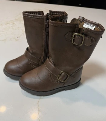 Botas de Montar Carters Marrón Doble Hebilla Cremallera Zapatos Niñas Pequeñas Talla 7 Foto 1 de 4