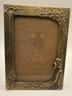 Vintage Brass Art Nouveau Frame Lady by The Lake Made In Italy 7”X 5” - Image 1 of 4