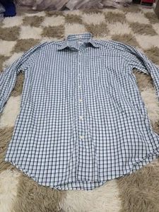 Peter Millar Shirt Mens Large Blue  Gingham Check Cotton Button Down  - Picture 1 of 8