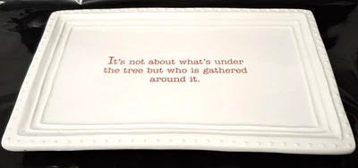 Mud Pie Ceramic Christmas Treat Tray Raised Beaded Details/Debossed Sentiment - Image 1 of 4