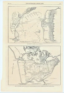 Antique Map "The harbour of Kagoshima - Auckland and the River Waikato" 1863 - Picture 1 of 4