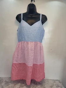 Cynthia Rowley Pure Linen Size 8 Color Block Fit &Flare Spring Summer Dress - Picture 1 of 5