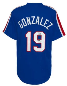 Juan Gonzalez Signed Blue T/B Custom Baseball Jersey w/2x AL MVP -(SCHWARTZ COA) - Picture 1 of 3