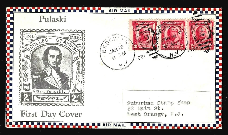 690 2c Stamp (1931) THE GENERAL CASIMIR PULASKI FDC FROM A. C. Roessler !!! - Image 1 of 1