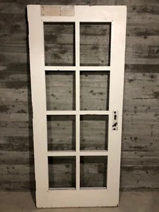 Antique 2-1/4" Thick 8 Lite Exterior Wood Entry Door NO Glass 36x81 Salvage - Picture 1 of 11