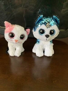 Ty Beanie Boos Muffin Cat Kitty Dog Slush Plush Toy White Black Pink 2014 - Picture 1 of 19