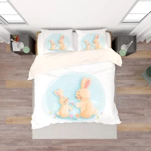 3D Rabbit Easter Egg Kids Quilt Cover Set Duvet Cover Bedding Pillowcases - Picture 1 of 6
