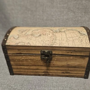 Contemporary Decorative Trunk Shaped Box with Map on Top - Picture 1 of 8