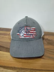 Bass Pro Shops Bandera Americana Logo Blanco y Gris Snapback Sombrero Atrás Se fue Pesca OSFM - Imagen 1 de 8