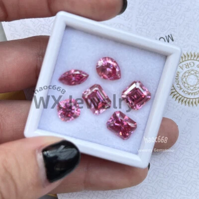Moissanita rosa moissanita piedras sueltas GRA Multiforma corte brillante VVS joyería Foto 1 de 4