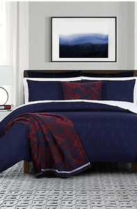 NIP Tommy Hilfiger Navy Pop Argyle Full/Queen Duvet Cover & Shams Set - Picture 1 of 5