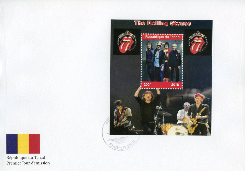 Rolling Stones Stamps Chad 2018 FDC Music Rock Band Mick Jagger 1v M/S - Image 1 of 1