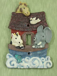 Vintage FIGI Noah's Ark Wallplate Cover Single Light Toggle Switch Handpainted - Picture 1 of 5