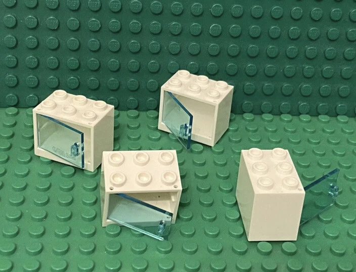 Lego 4 White Cupboard Container 2x3x2 With Trans-light Blue Door,City / Friends - Image 1 of 1