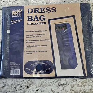 New 1995 Vintage E-Z Do Dress Bag Organizer Blue Up To 14 Garments View Window - Picture 1 of 6