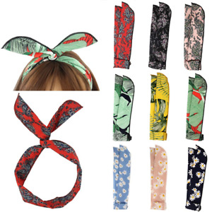 Twist Wire Headbands for Women Retro Paisley Bandana Scarves Flower Leaf Print H