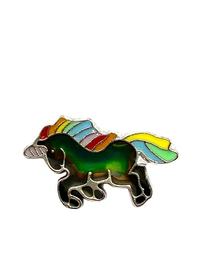 Vintage Fairy Tale Unicorn Multicolor Enamel Change Mood Ring Sz 6-7 Adjustable - Image 1 of 4