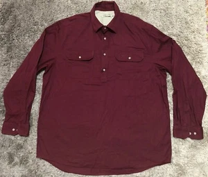 N47 Genuine R M Williams Longhorn Brigalow Cotton Shirt Burgundy Mens 3XL Exelnt - Picture 1 of 13