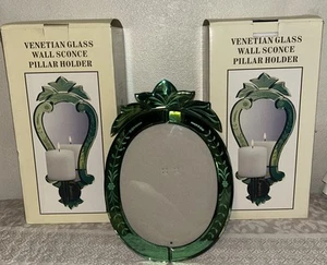 Venetian Glass Wall Scone Pilar Holders And 8x10 Picture Frame Mervyns New/Mint - Picture 1 of 24