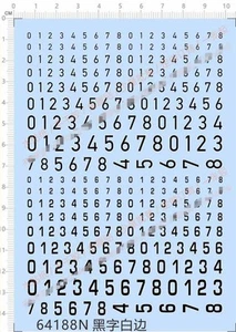 1/72 1/35 4-7mm Tiger Tank Panzer 0-9 Numbers Black Water Slide Decal White Edge - Picture 1 of 1