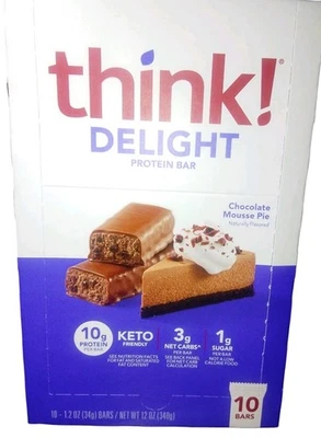Delight Protein Bars, Chocolate Mousse Pie, 10 Bars, 1.2 oz (34 g) Each 08/2026 - Image 1 of 3