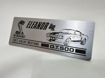 1967 Ford Shelby Mustang GT500 ELEANOR Metal Name Plate Plaque for 1/12 - Image 1 of 4