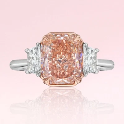 Diamond Ring IGI Fancy Intense Pink Elongated 3.70 Ct Lab Grown 14K Multi Gold - Image 1 of 4
