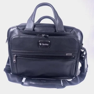 Tumi Leather Berkley Brief Messenger Laptop Bag Alpha 3 Black Luxury Organizer - Picture 1 of 18