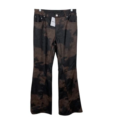 Pantalones acampanados Forever 21 imitación cuero marrón negro para mujer talla L nuevos con etiquetas Foto 1 de 4