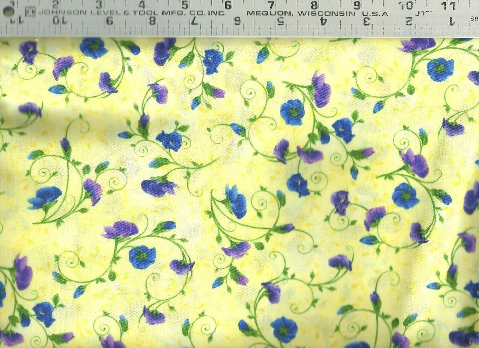 Timeless Treasures ~ Pansy Paradise Floral Amarillo ~ Tela de Edredón 100% Algodón POR Foto 1 de 1