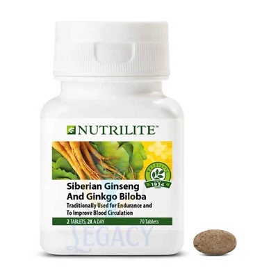 New AMWAY NUTRILITE Siberian Ginseng and Gingko Billoba 70 Tablets - Image 1 of 4