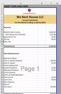 Income Statement for Landlords - Excel Template (w/ Automated Report Generation) - Picture 1 of 3