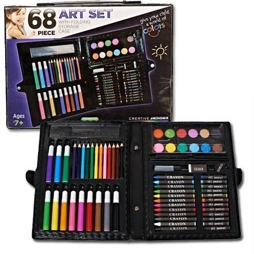 68 Pieces Water Color Marker Crayon Pencil Drawing Art Set Foldable Storage Case - Imagem 1 de 1