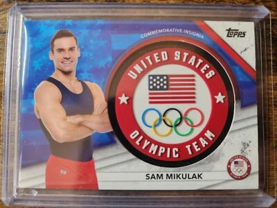 2020 21 Topps USA Olympics Sam Mikulak Gold Medal Relic 19/25 #USAI-SM Gymnast - Image 1 of 2