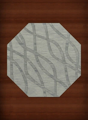 Blue Swirls Waves Lines Stripes Transitional Area Rug Abstract DV10 - Image 1 of 2