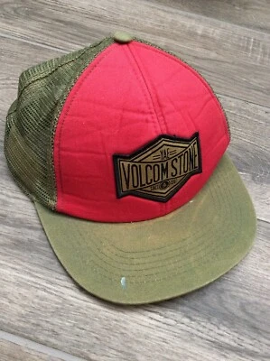 Volcom Stone YAE Snapback Hat Baseball Cap Red And Green H003 - Image 1 of 4