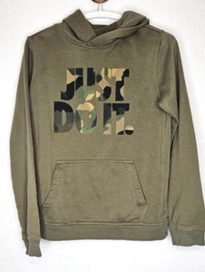 Nike Boys NSW Club JDI Hoodie Juniors XL Green Camo Fleece Pullover Sweatshirt - Picture 1 of 9