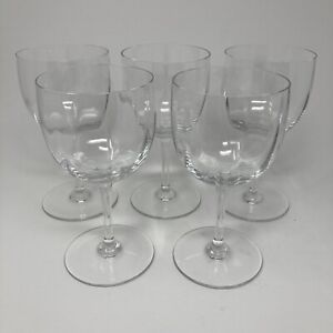 Group of Five Baccarat Montaigne Optic Crystal Wine Water Goblets 7"
