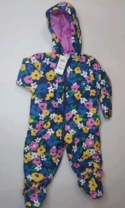 Neu mit Etikett First Impressions Baby Mädchen 12 Monate Schneeanzug mit Kapuze marineblau geblümt - Bild 1 von 11