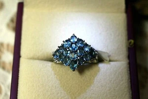 Anillo de topacio blanco cianita verde azulada en platino/SS talla 7 TGW 3.850 cts $479.99 Nuevo en caja - Imagen 1 de 10