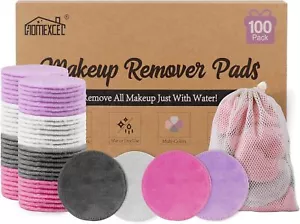 Reusable Makeup Remover Pads 100 Pack-Makeup Remover Cloth Face Pads for Facial - Picture 1 of 7