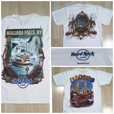 Hard Rock Cafe Herren T-Shirts weiß Schwarz S M L Niagara Dublin Vegas London - Bild 1 von 4